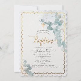 Invitación de bautizo PixDezines H2 Eucalipto