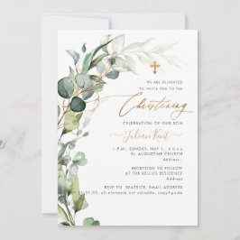 Invitación de bautizo PixDezines H2 Greenery Gum F