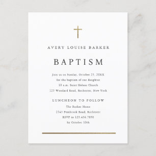 Invitación de Bautizo Religioso Minimalista Simple
