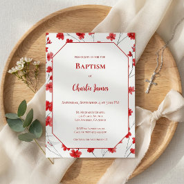Invitación de Bautizo Roja Botánica