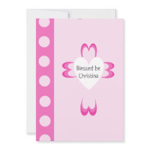 Invitación de Bautizo Rosa para Niñas