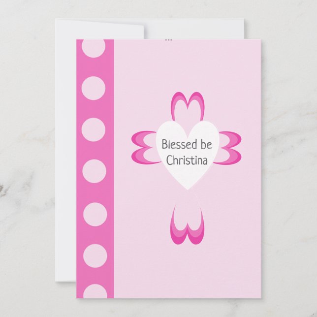 Invitación de Bautizo Rosa para Niñas (Anverso)