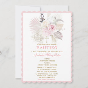 Invitación De Bautizo Rosas Personalizadas