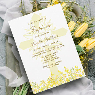 Invitación de Bautizo Santa Cruz Mimosa Amarilla