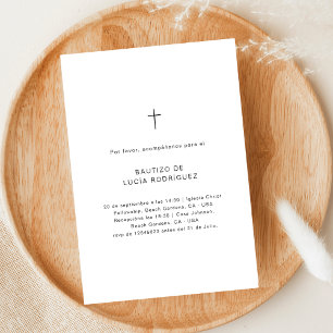 invitación de bautizo sencilla en blanco y negro