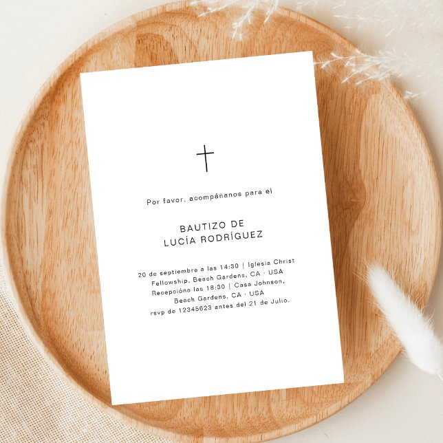 invitación de bautizo sencilla en blanco y negro (Subido por el creador)