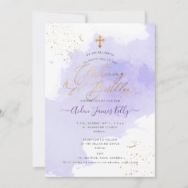 Invitación de Bautizo y 1er Cumpleaños con Acuarel
