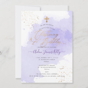 Invitación de Bautizo y 1er Cumpleaños con Acuarel