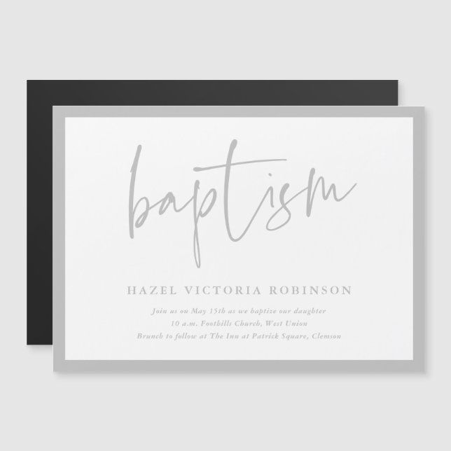 Invitación de Bautizo y Cristiana con letra Simple (Anverso/Reverso)