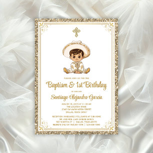 Invitación de Bautizo y Cumpleaños Gold Charro