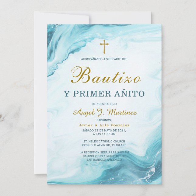 Invitación de bautizo y primer añito (Anverso)