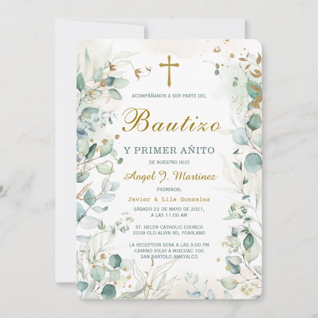 Invitación de bautizo y primer añito (Anverso)