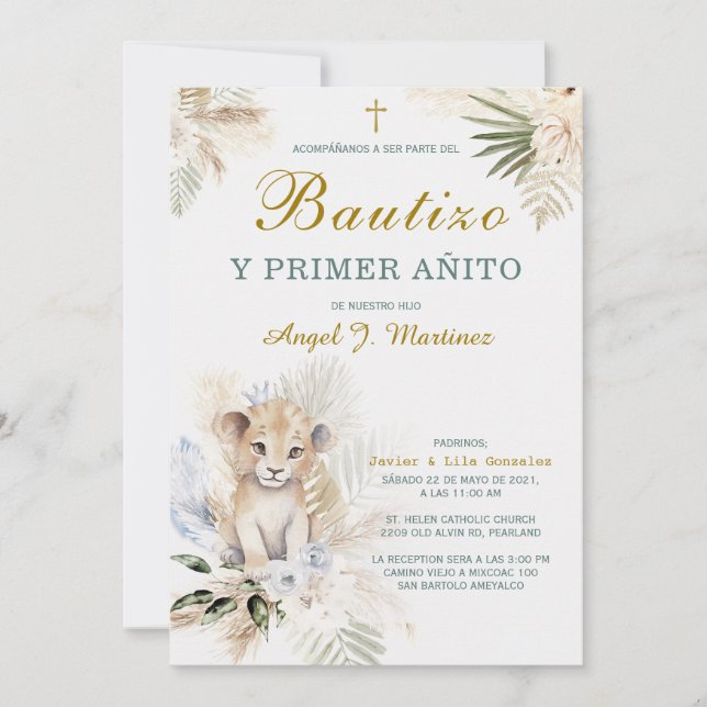 Invitación de bautizo y primer añito (Anverso)