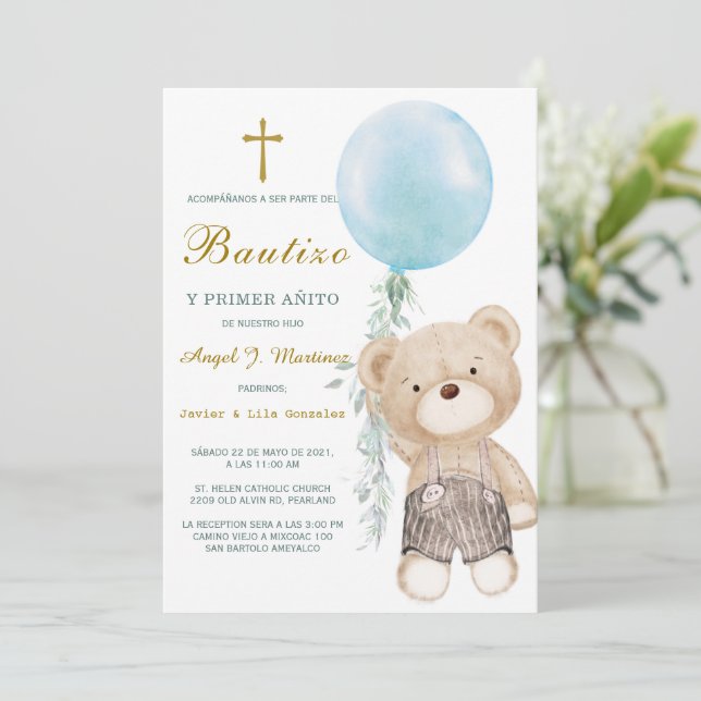 Invitación de Bautizo y Primer Añito Invitación (Anverso de pie)