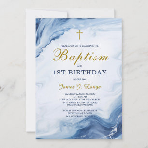 Invitación de Bautizo y Primer Cumpleaños Niño