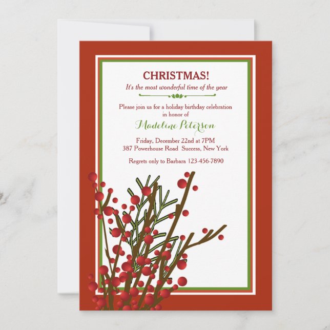 Invitación de Bayas de Invierno (Anverso)