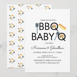 Invitación de BBQ para Baby Shower Pixel Baby Q Ka