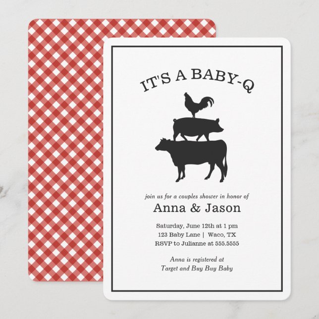 Invitación de BBQ Rustic Parejas Baby Shower Baby  (Anverso / Reverso)