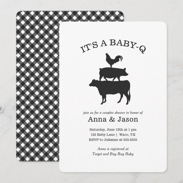Invitación de BBQ Rustic Parejas Baby Shower Baby  (Anverso / Reverso)