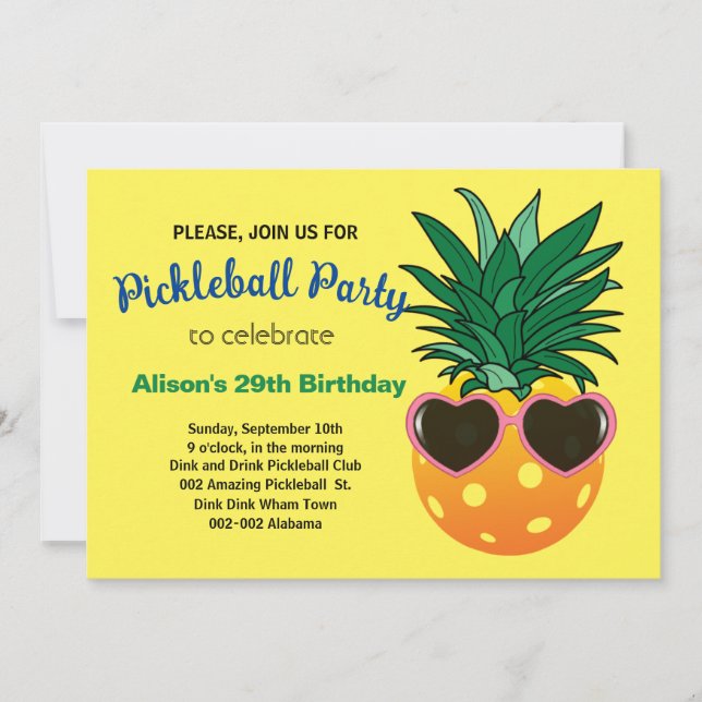 Invitación de B'day a la piña de bolas de pollo +  (Anverso)