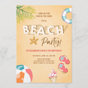 Invitación de Beach Party Beach Cumpleaños BBQ Sum