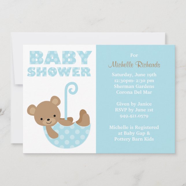 Invitación de Bear Baby Shower (Anverso)