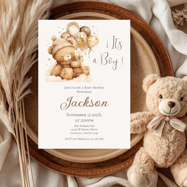 Invitación de Bear Baby Shower Boy (Subido por el creador)