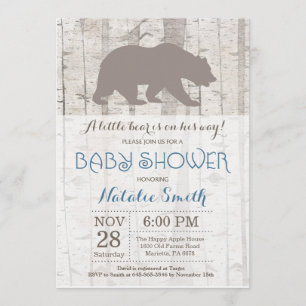 Invitación de Bear Boy Baby Shower Rústica Woodlan