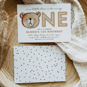 Invitación de Bearly One   Invitación al cumpleaño