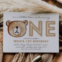 Invitación de Bearly One | Invitación al cumpleaño