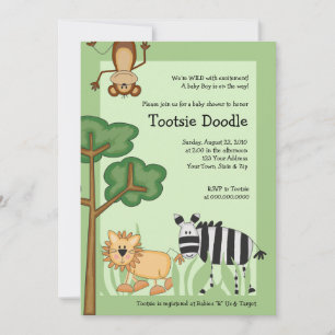 Invitación de bebé a animales del zoológico de Saf