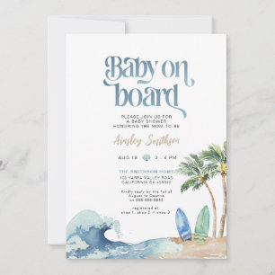 Invitación de bebé a bordo, Baby Shower de playa