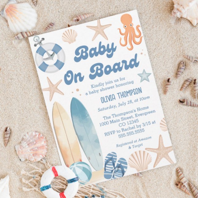Invitación de Bebé a bordo de Baby Shower Beach (Subido por el creador)