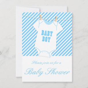 Invitación de bebé a rayas azules