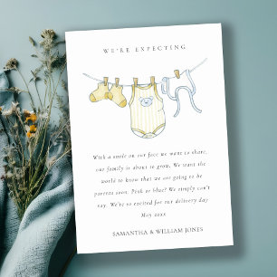 Invitación de bebé amarilla simple y simple