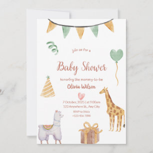 invitación de bebé animal neutral para baby shower