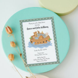 Invitación de bebé Arca de Noé linda