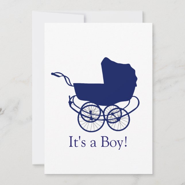 Invitación de bebé azul retro (Anverso)