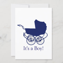 Invitación de bebé azul retro