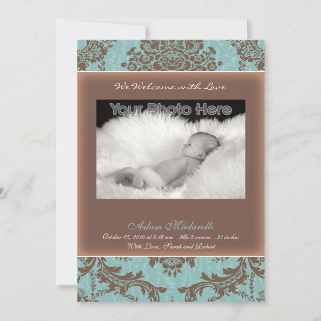 Invitación de bebé azul vintage clásica (Anverso)