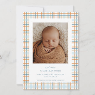 Invitación de bebé azul y Naranja