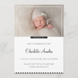 Invitación de bebé blanco y negro para niño o Chic