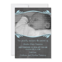 Invitación de bebé Blue Elegant Chalkboard