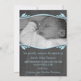 Invitación de bebé Blue Elegant Chalkboard