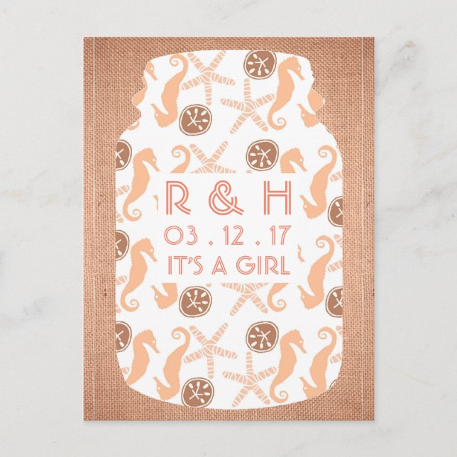 Invitación de Bebé Burlap Mason Jar (Anverso)