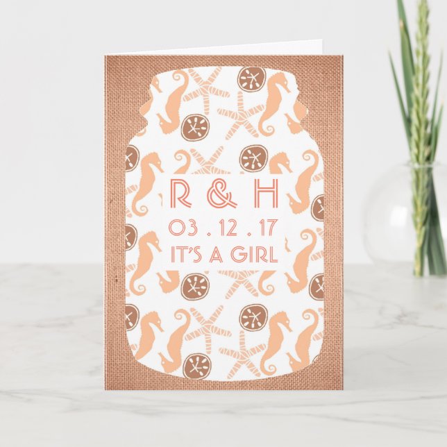 Invitación de Bebé Burlap Mason Jar (Anverso)