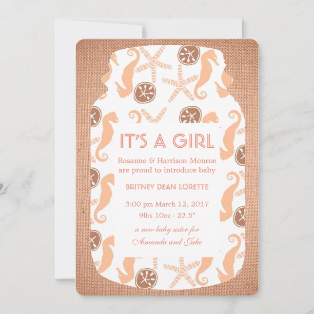 Invitación de Bebé Burlap Mason Jar (Anverso)