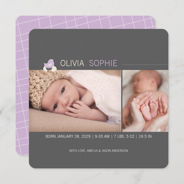 Invitación de bebé con Chica de pollo con sombrero (Anverso / Reverso)