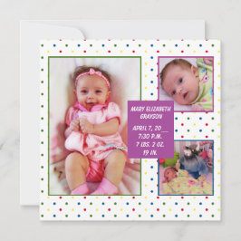 Invitación de bebé con puntos de arco iris