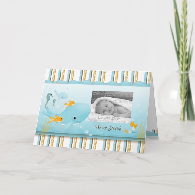 Invitación de bebé con vistas al océano (Anverso)